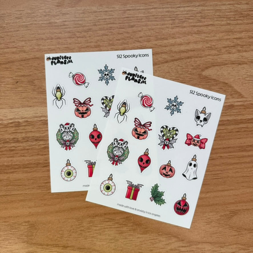 Spooky Christmas Small Icons Decorative Sticker Sheet