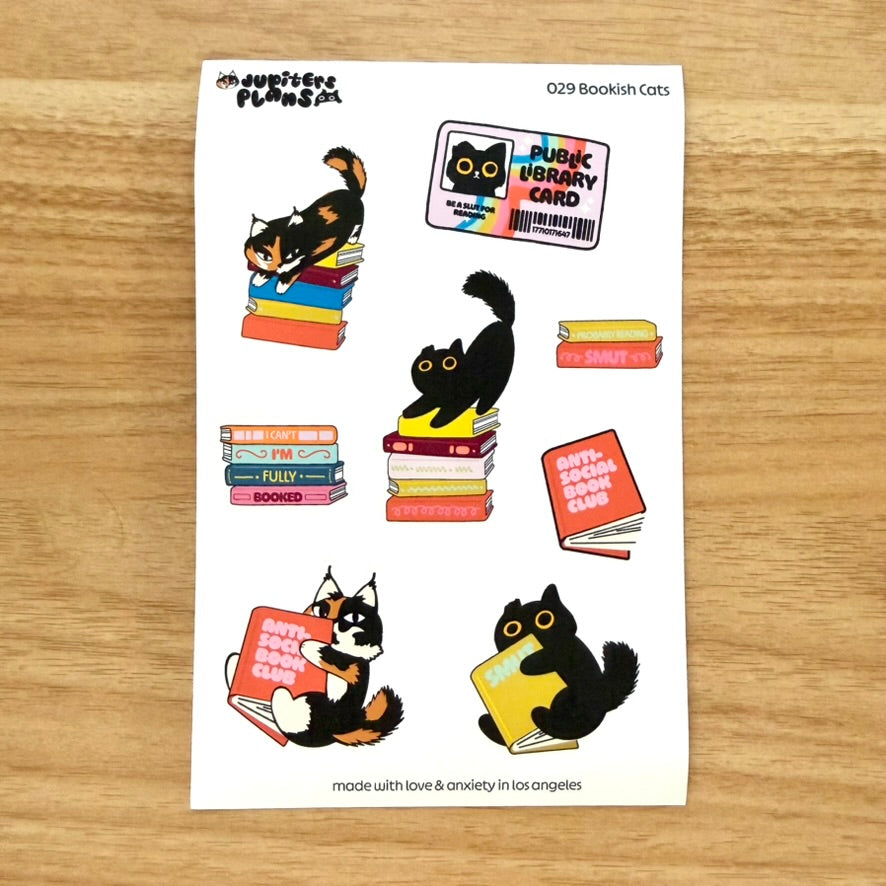 Bookish Cats | Funny Decorative Sticker Sheet