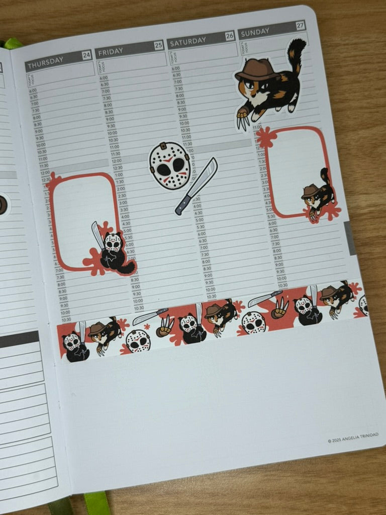 Killer Kitties Buy All Bundle - Freddy & Jason Cats – Halloween Cute Horror Movie Stickers for Spooky Season Fans
