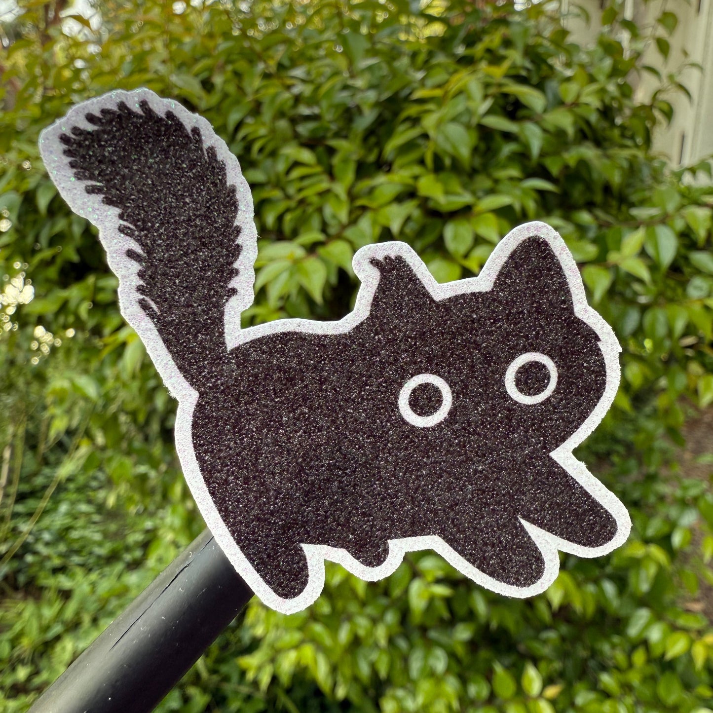 Jupiter + Midnight Sassy Cute Cats Die Cut Glitter Sticker | Calico Cat Black Cat