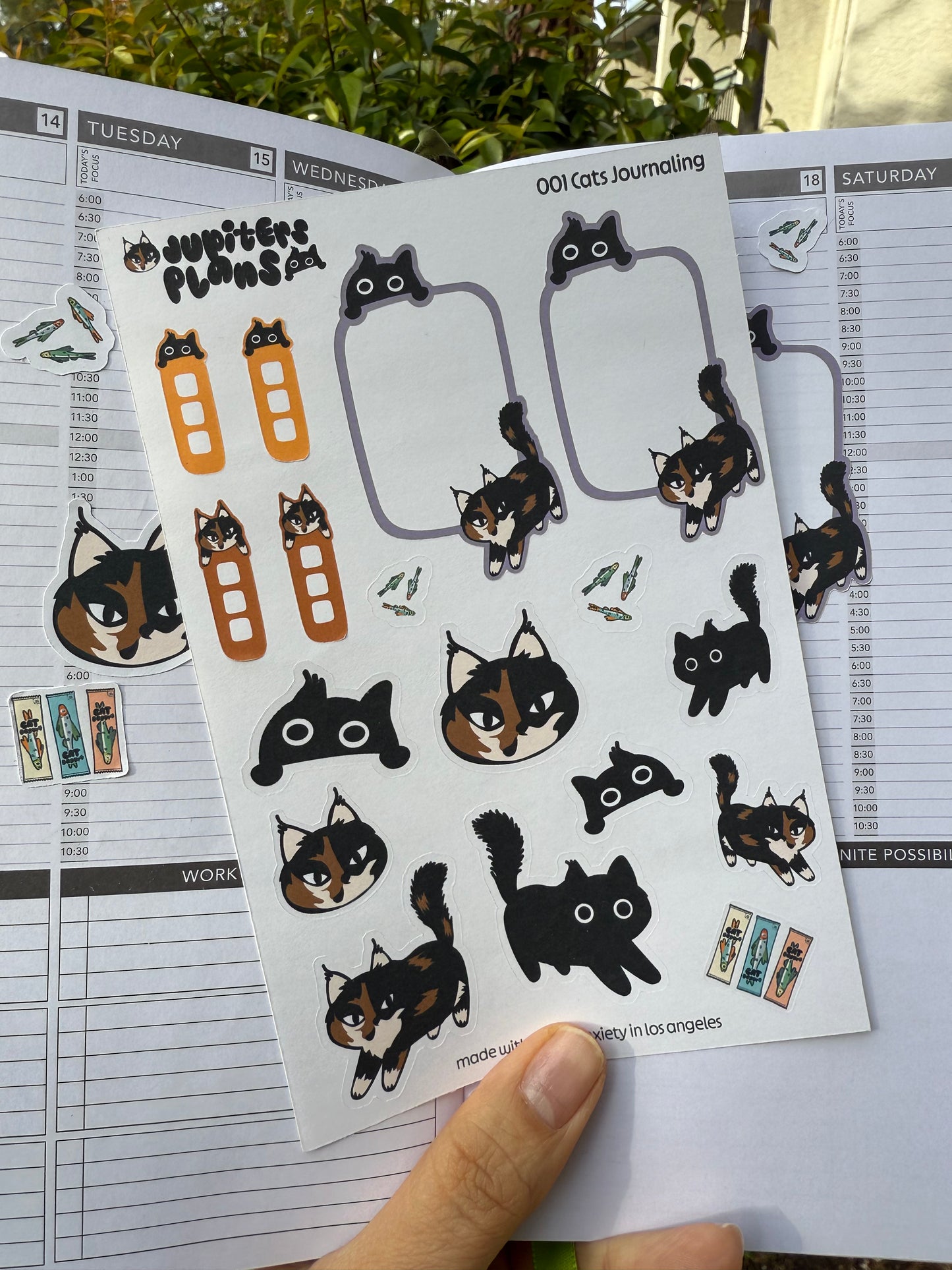 Jupiter + Midnight Cute Sassy Cats Journaling Sticker Sheet