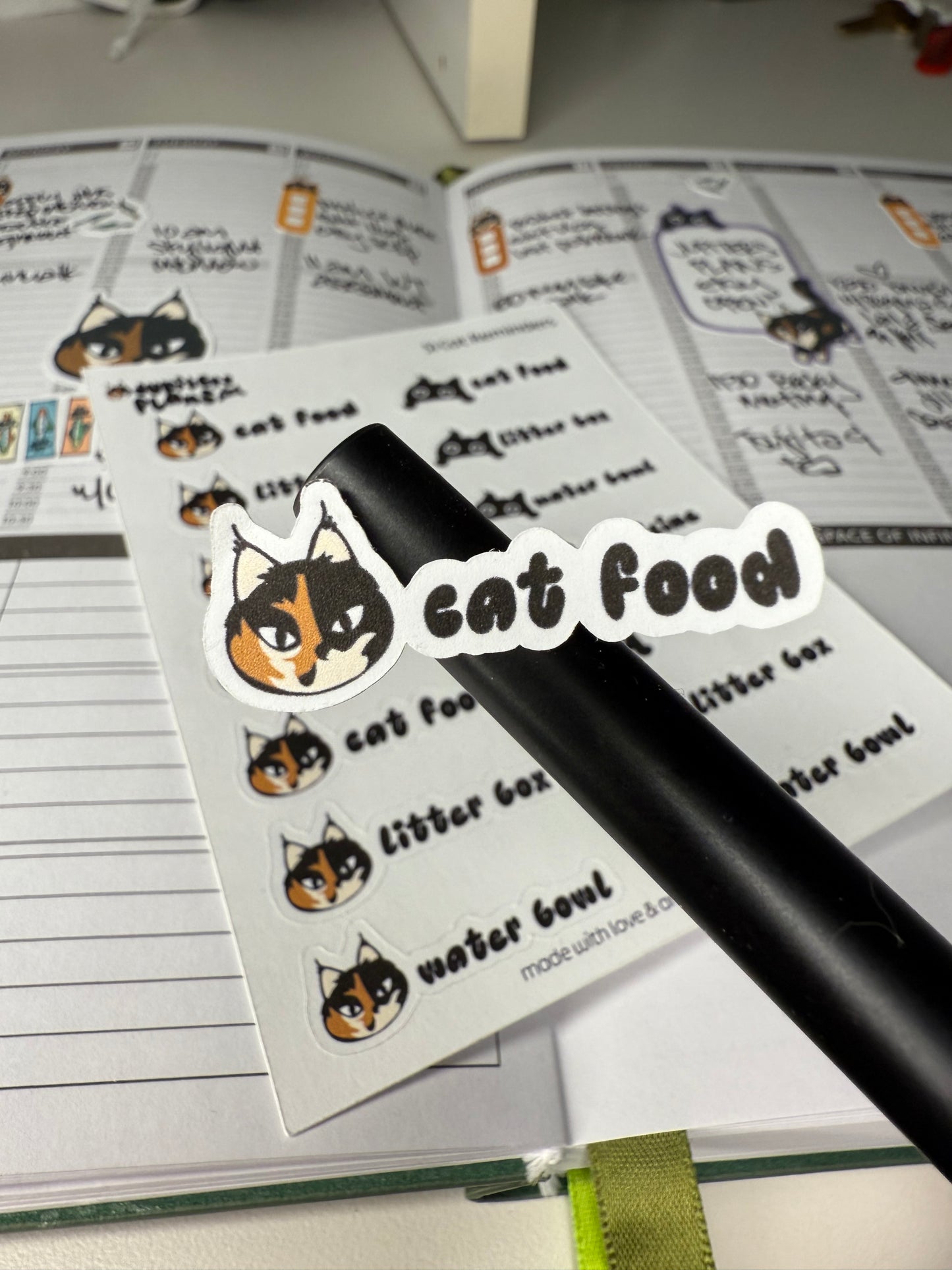 Jupiter + Midnight Cat Reminder Stickers | Cute Sassy Cats Paper Planner Reminder Stickers | Food, Litter Box, Water | Functional Stickers