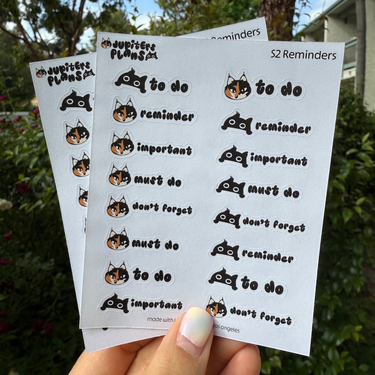 Reminder Stickers for Planners | To Do, Important, Don't Forget | Jupiter + Midnight Cute Quirky Sassy Cat Planner Stickers in 2 Sizes