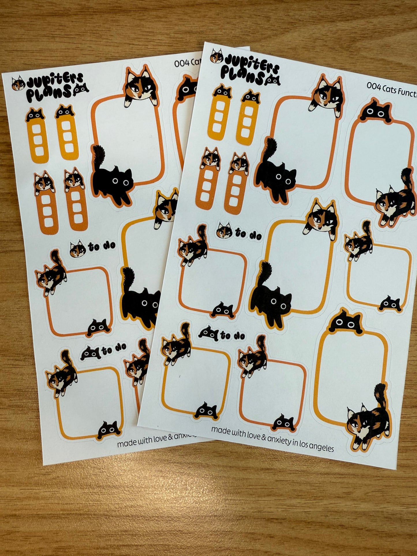Jupiter + Midnight Cute Cats Functional Boxes Planner Stickers | Planner Box Stickers