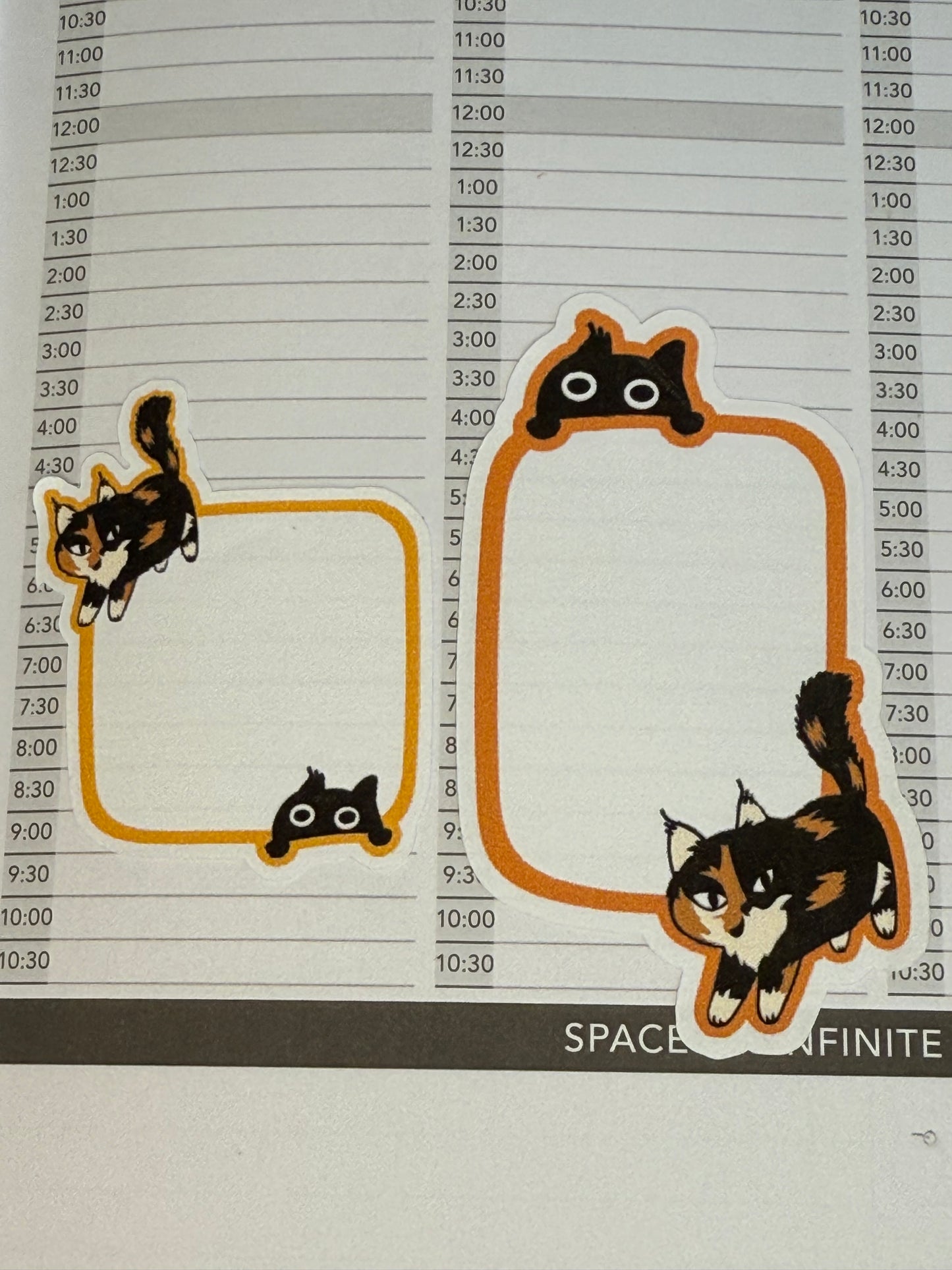 Jupiter + Midnight Cute Cats Functional Boxes Planner Stickers | Planner Box Stickers