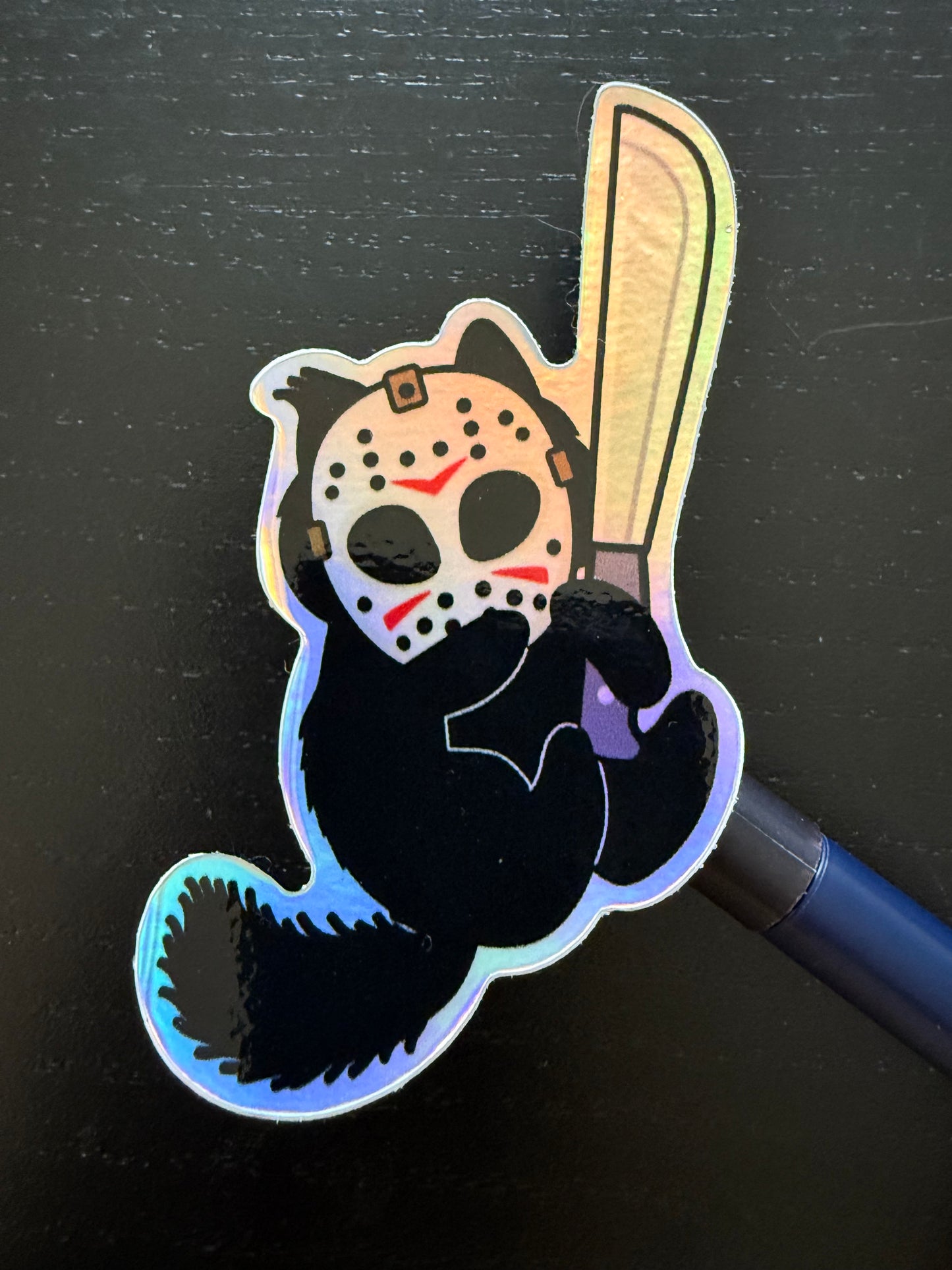 Killer Kitties Holographic Vinyl Stickers | Stickers w/ Freddy & Jason Cats | Cute Halloween Stickers for Spooky Season Fans