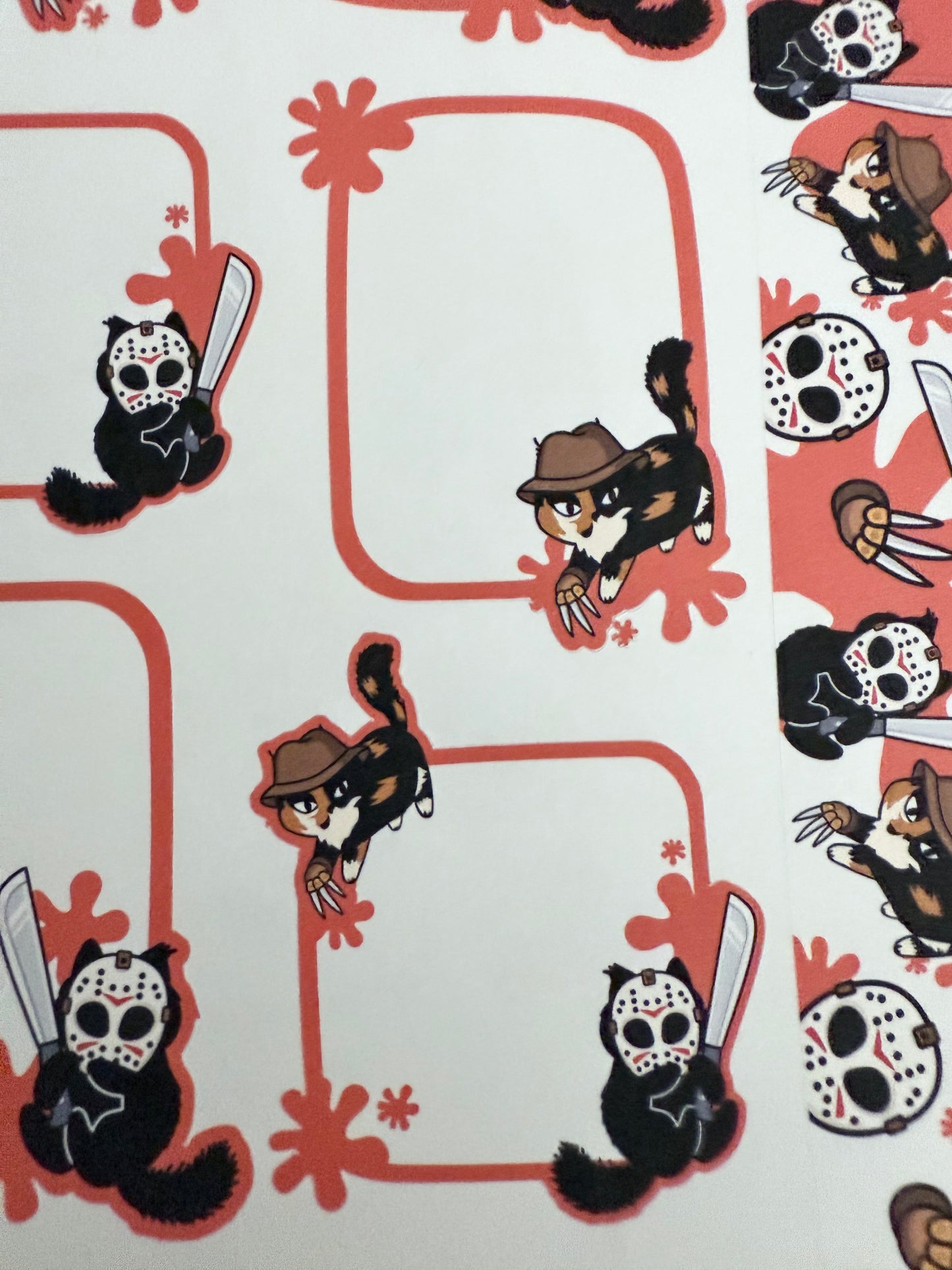 Killer Kitties Freddy Krueger Jason Voorhees Cat Functional Box Stickers for Planners, Journal, Memory Planner | Summerween Halloween