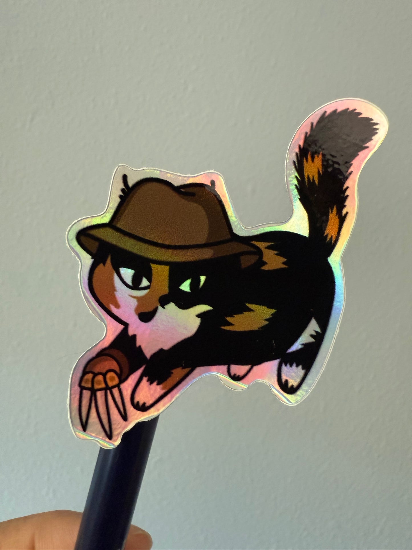 Killer Kitties Holographic Vinyl Stickers | Stickers w/ Freddy & Jason Cats | Cute Halloween Stickers for Spooky Season Fans