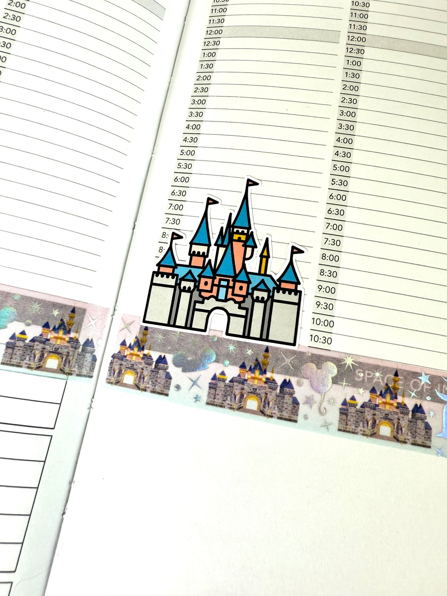 Disney Castle Sticker Sheets | Cute Doodle Icon Planner Stickers for Disneyland 70th Anniversary, Sleeping Beauty Castle Journal, Scrapbook