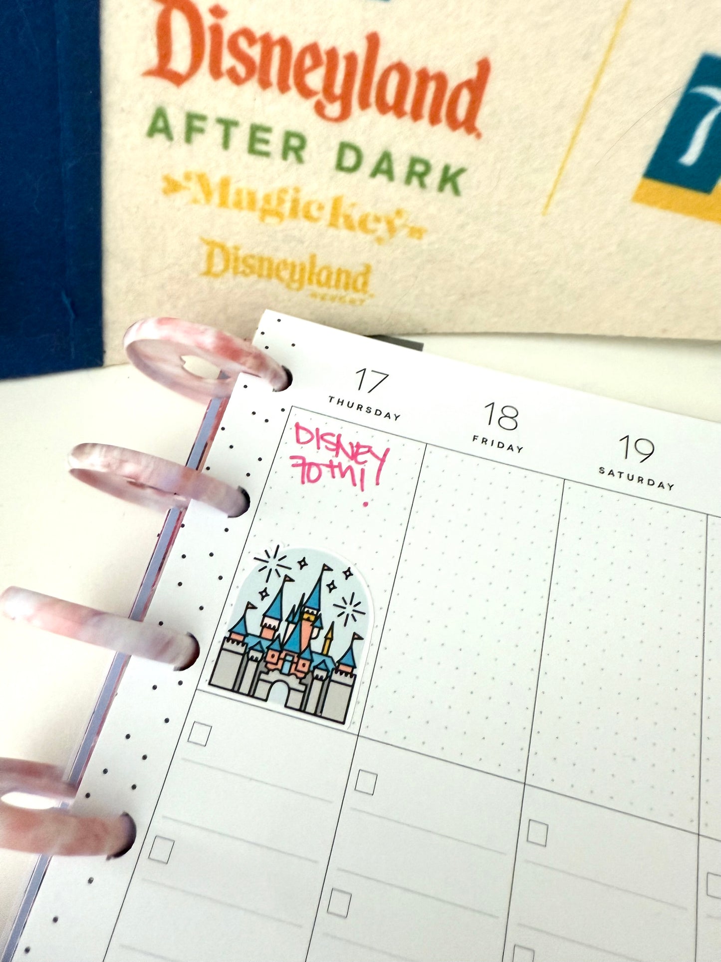 Disney Castle + Fireworks Icon Stickers for Planners, Scrapbooks | Cute Stickers for Disneyland 70th Anniversary Sleeping Beauty Castle