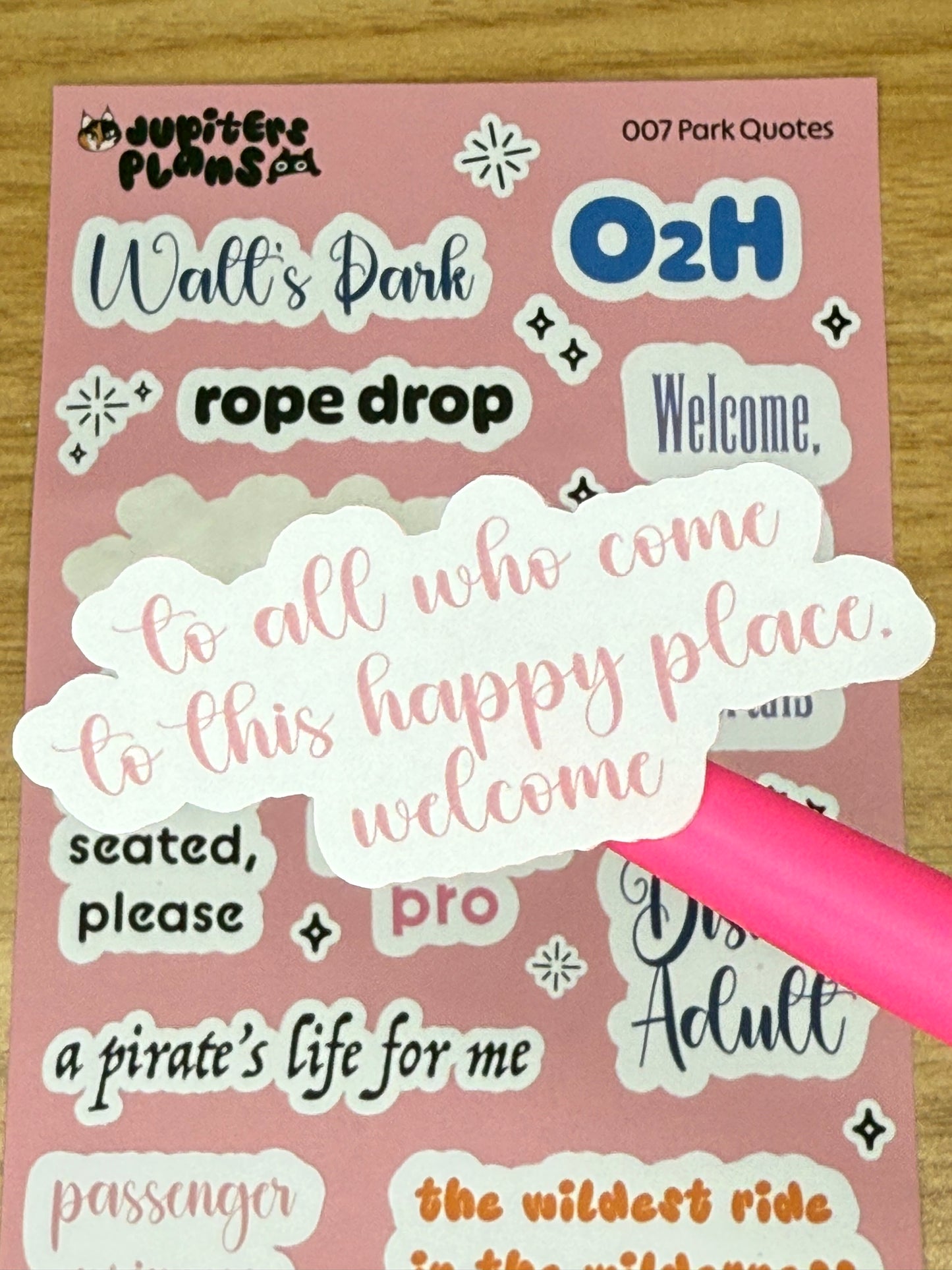 Disney Park Quotes Sticker Sheet | Magical Quotes from Disneyland Rides, Park Days for Planners, Scrapbook, Journal, Notebooks