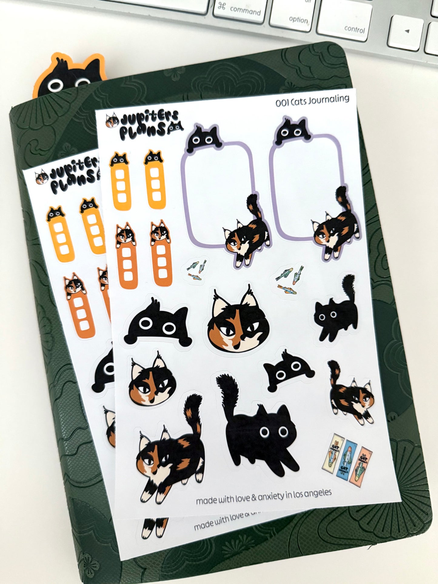 Jupiter + Midnight Cute Sassy Cats Journaling Sticker Sheet