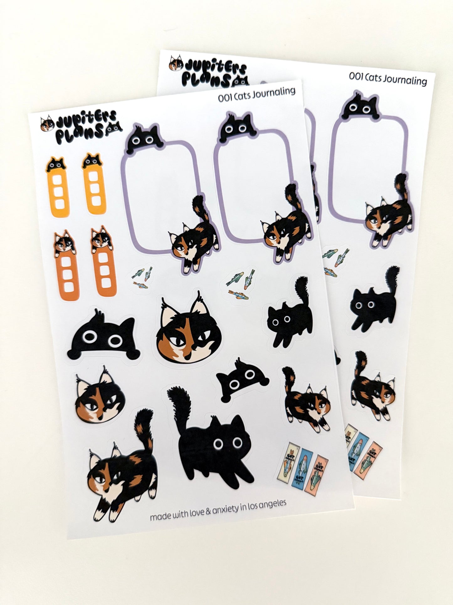 Jupiter + Midnight Cute Sassy Cats Journaling Sticker Sheet