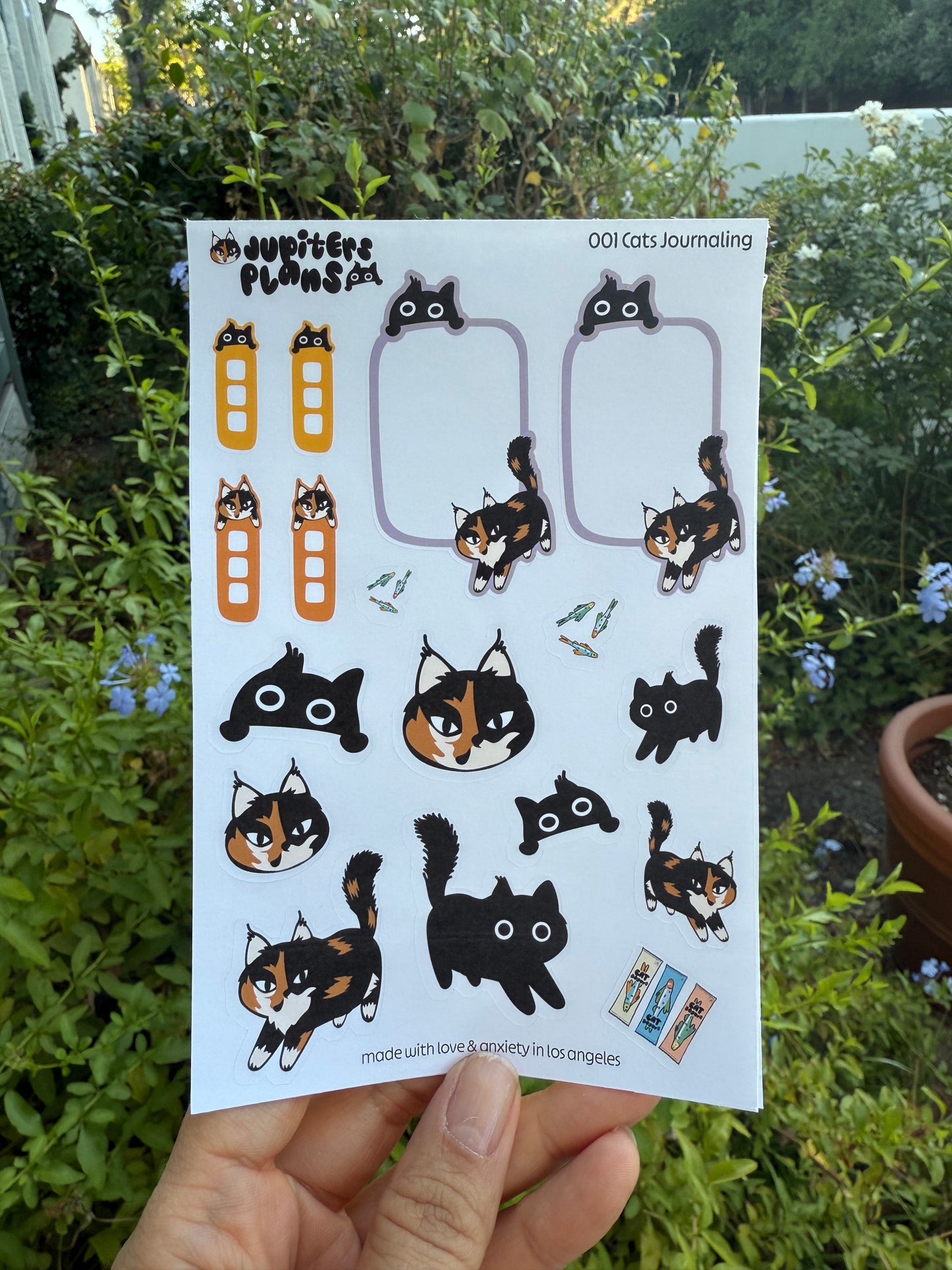 Jupiter + Midnight Cute Sassy Cats Journaling Sticker Sheet