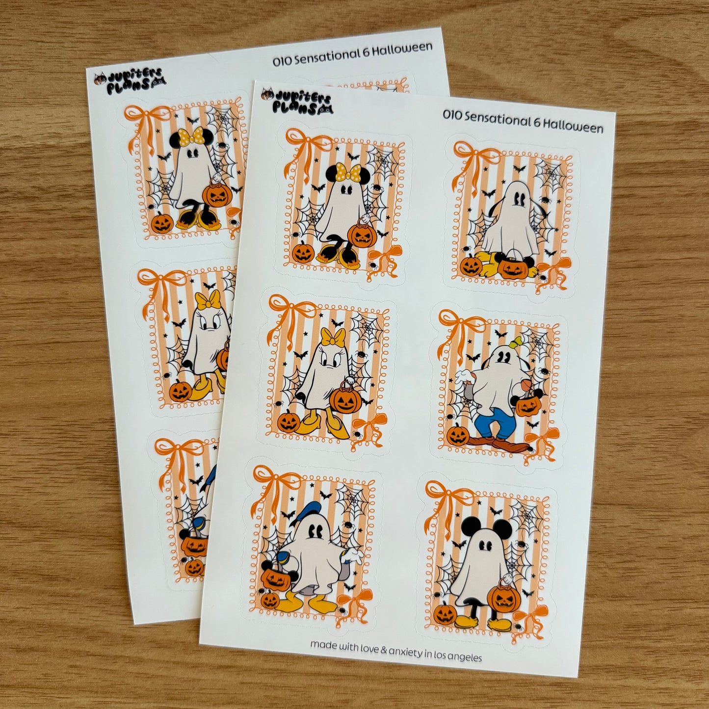 Mouse and Friends Ghost Halloween Stickers | Sensational Six | Coquette Stamps Bows