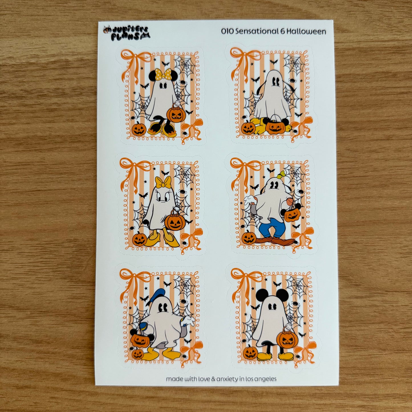 Mouse and Friends Ghost Halloween Stickers | Sensational Six | Coquette Stamps Bows