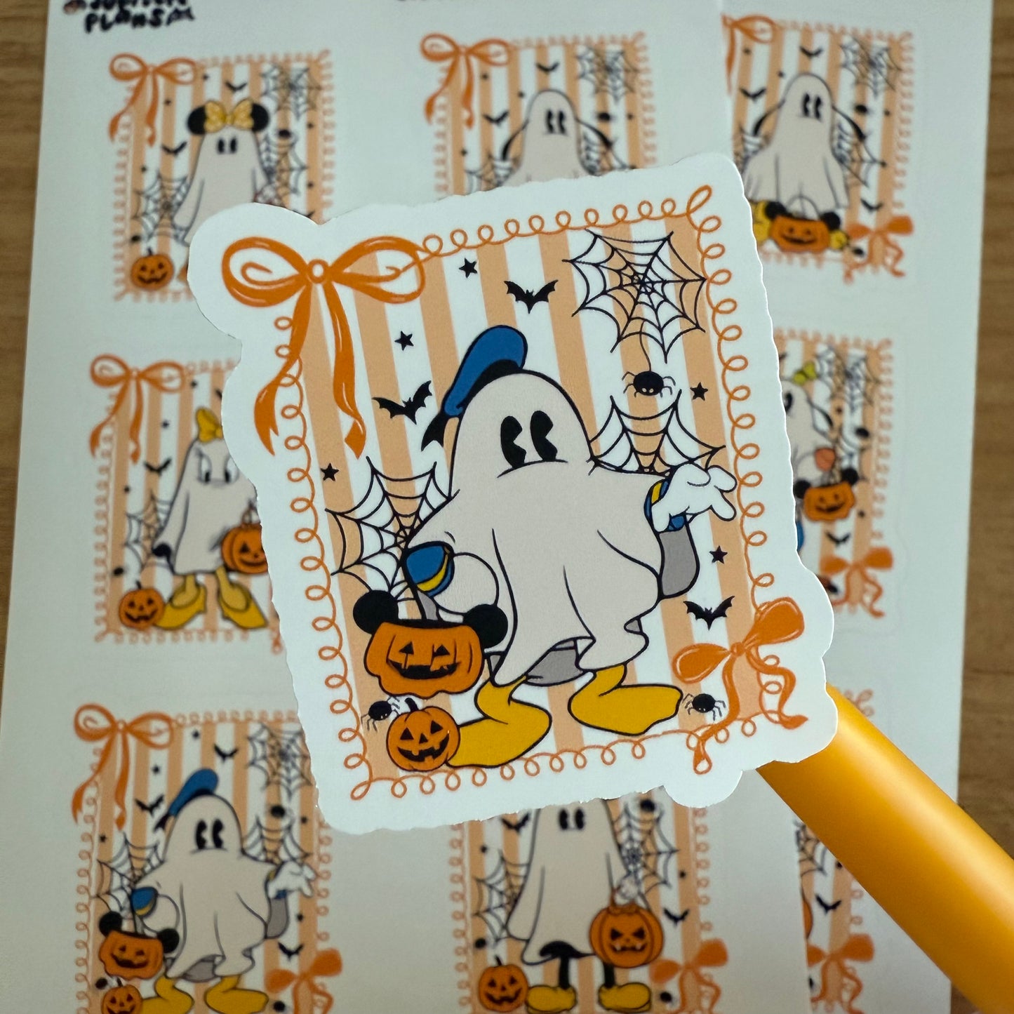 Mouse and Friends Ghost Halloween Stickers | Sensational Six | Coquette Stamps Bows