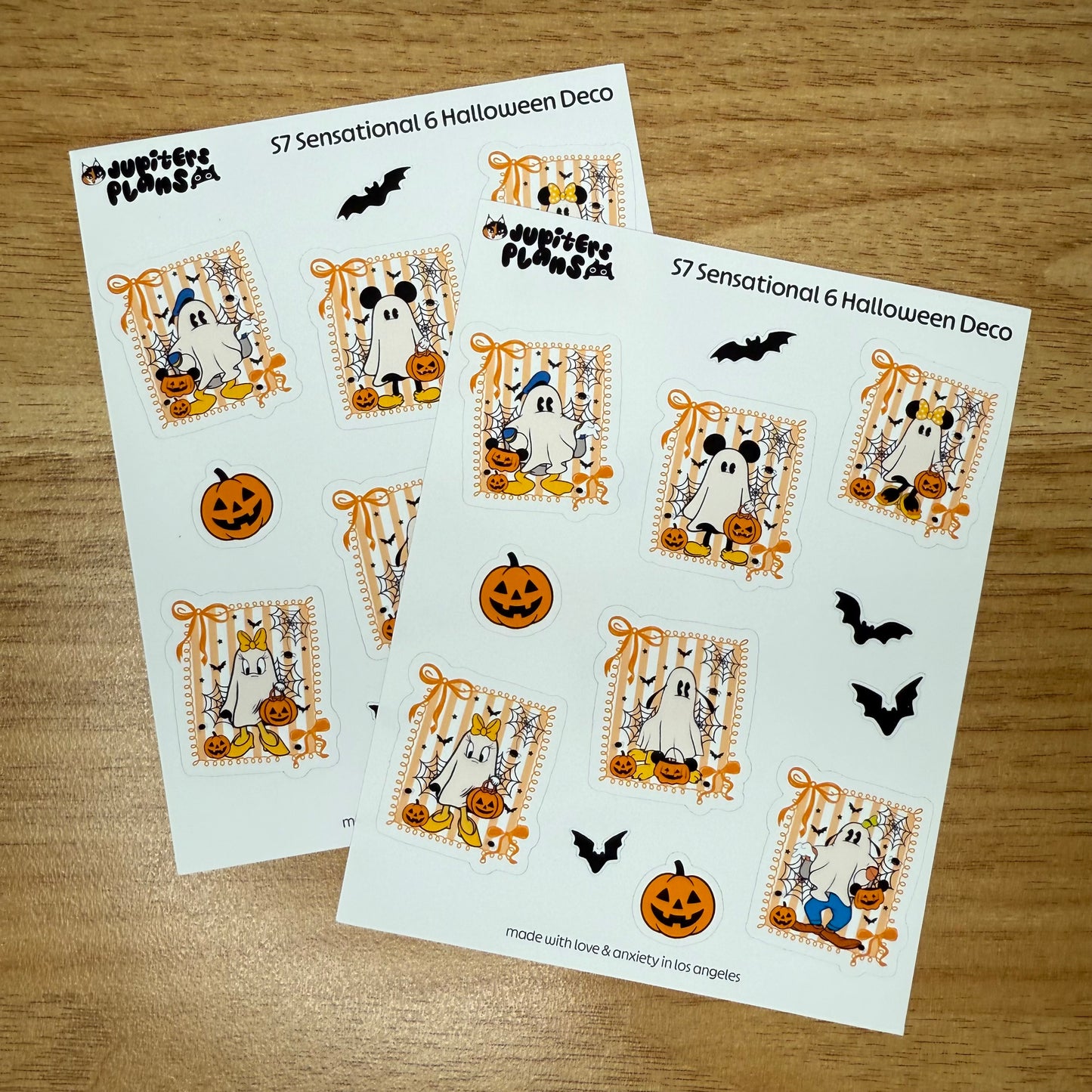 Mouse and Friends Ghost Halloween Deco Stickers | Sensational 6 Stickers for Planners, Journals. Scrapbooks | Coquette Stamps Bows