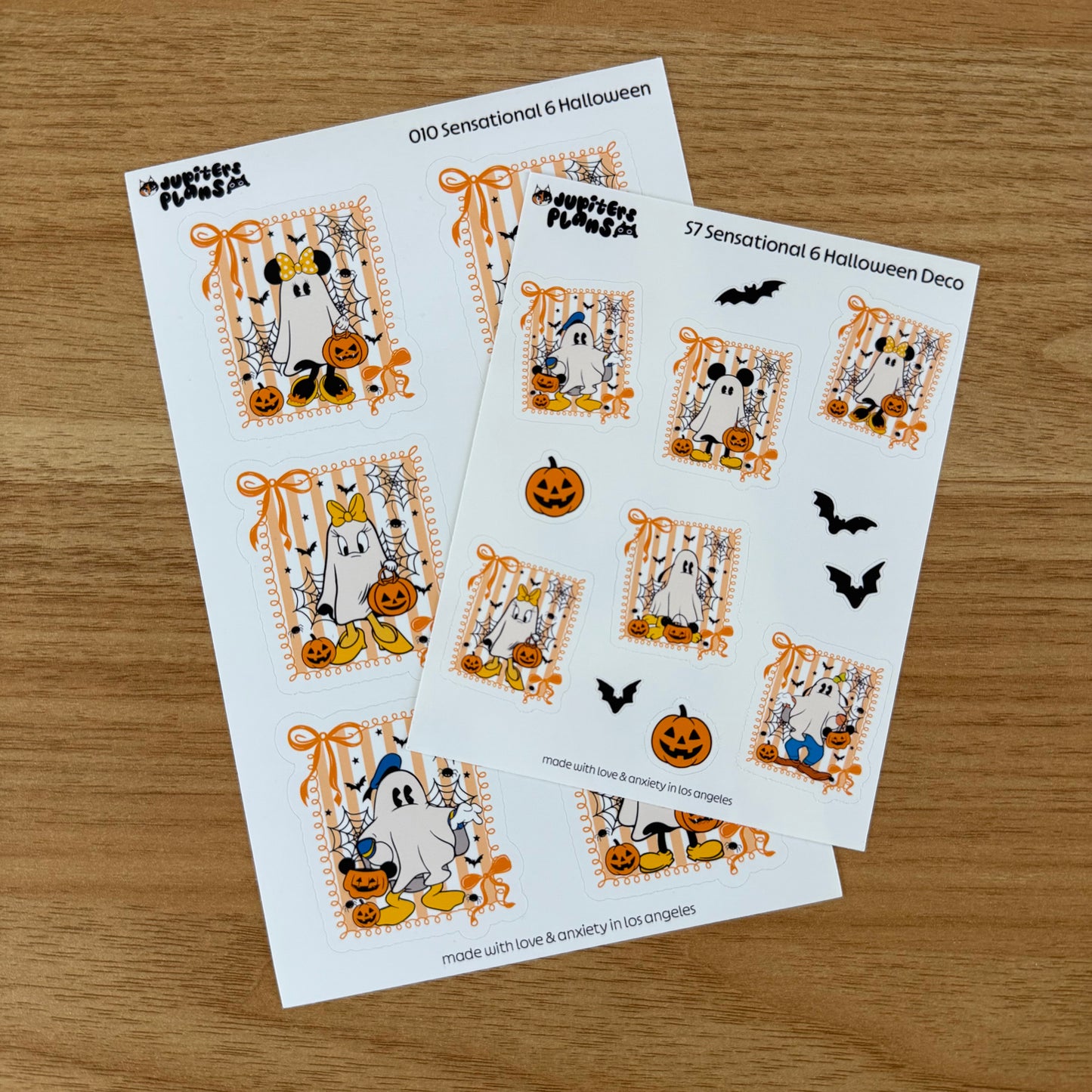 Mouse and Friends Ghost Halloween Deco Stickers | Sensational 6 Stickers for Planners, Journals. Scrapbooks | Coquette Stamps Bows