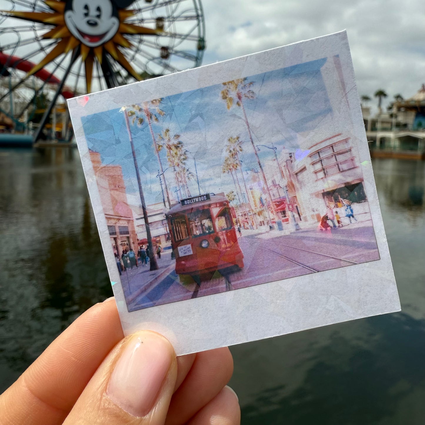 DCA Squares Glitter Die Cuts | Disney California Adventure Sparkly Polaroid Stickers for Planner, Scrapbook, Laptop