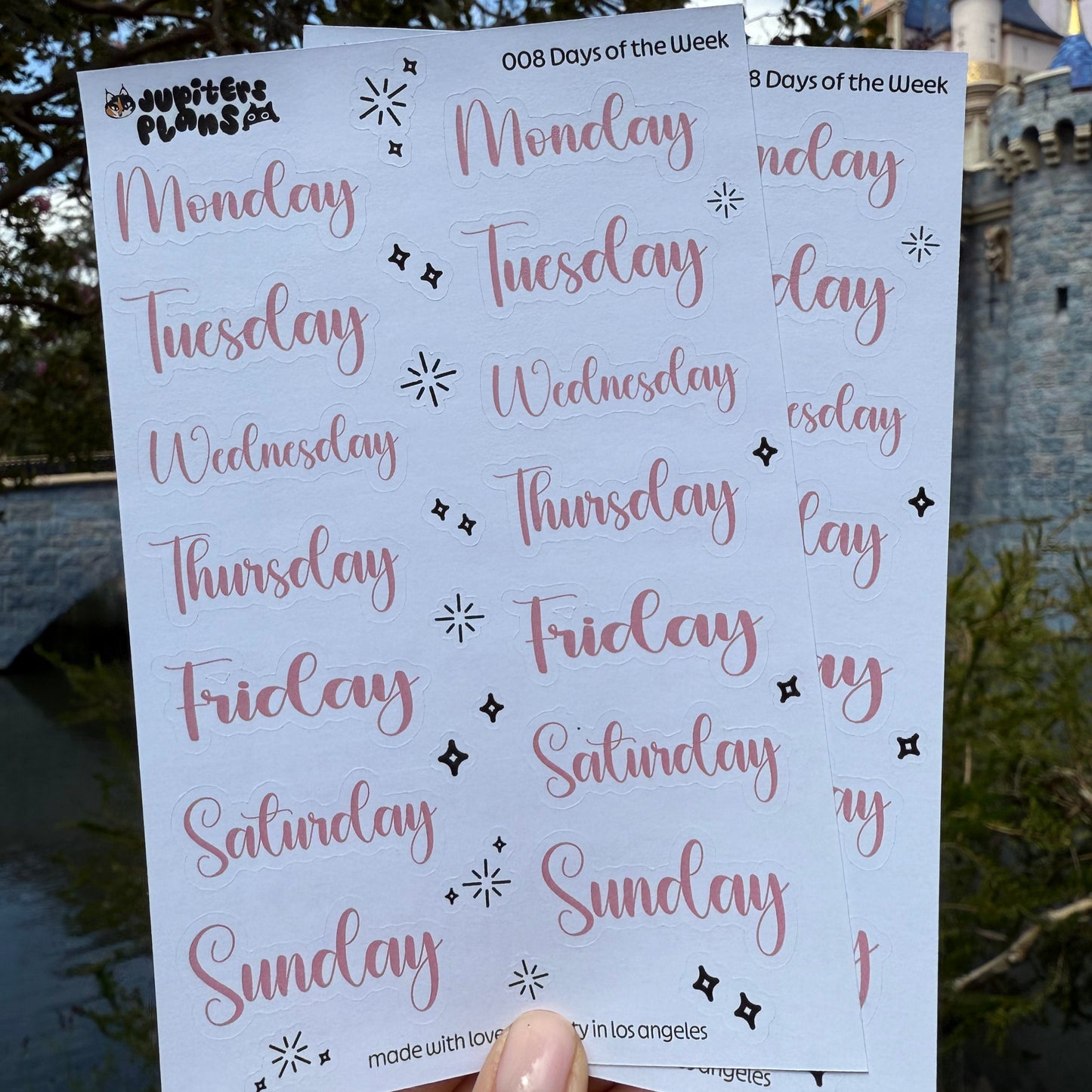 Days of the Week Sticker Sheet | Date Cover Stickers | Cute Disney Inspired Font