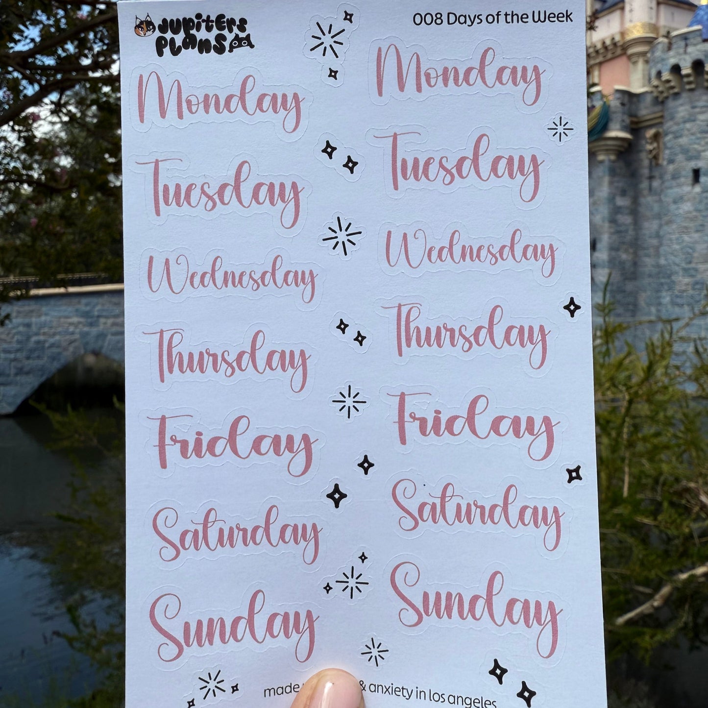 Days of the Week Sticker Sheet | Date Cover Stickers | Cute Disney Inspired Font