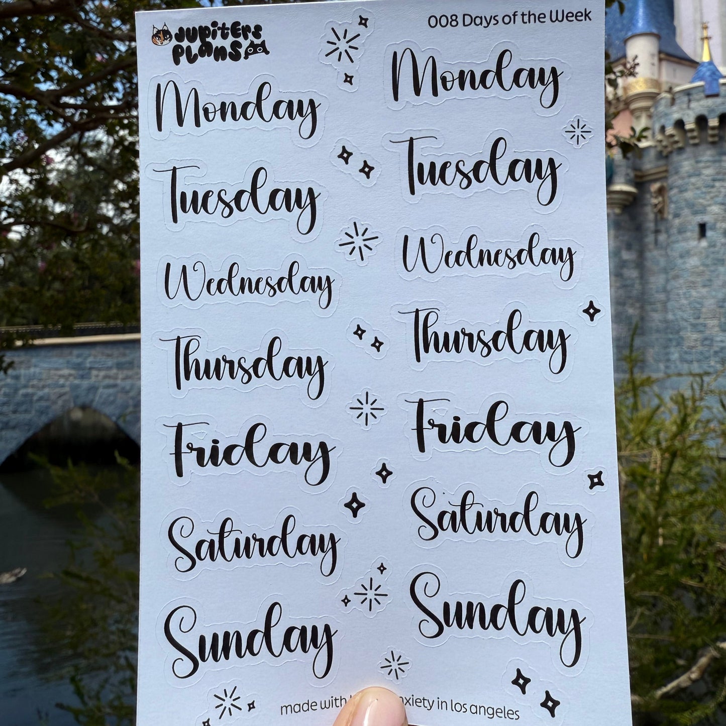 Days of the Week Sticker Sheet | Date Cover Stickers | Cute Disney Inspired Font