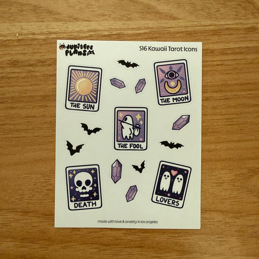 Kawaii Tarot Icons Decorative Sticker Sheet