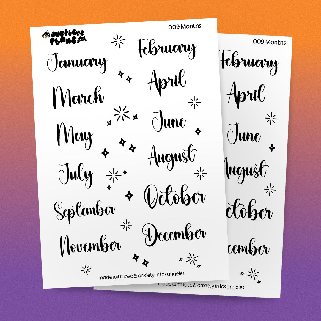 Month Stickers | Months Date Cover Stickers | Cute Disney Inspired Font