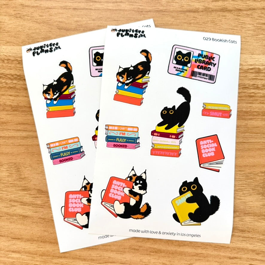Bookish Cats | Funny Decorative Sticker Sheet