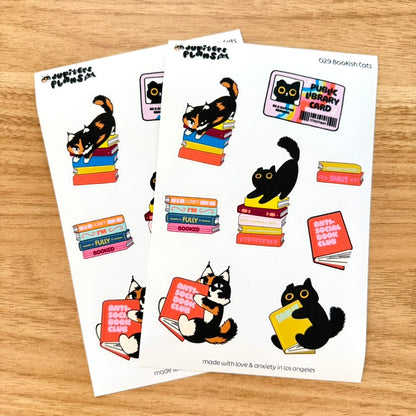 Bookish Cats | Funny Decorative Sticker Sheet
