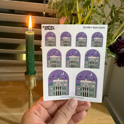 Haunted Mansion + Bats Icon Sticker Sheet