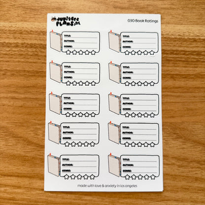 Book Ratings Tracker Sticker Sheet