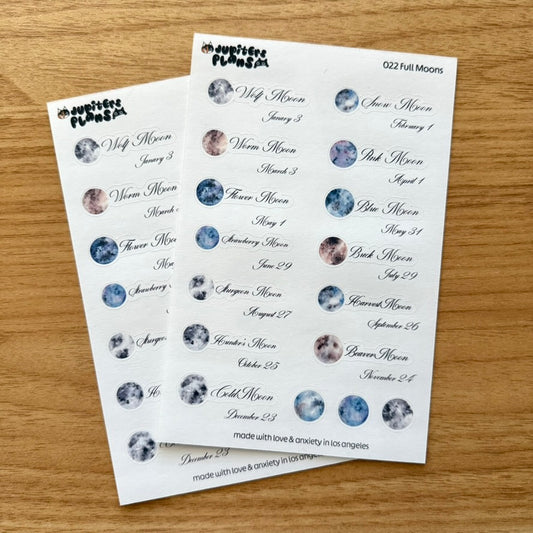 Full Moon Tracker Stickers | Functional Planner Stickers