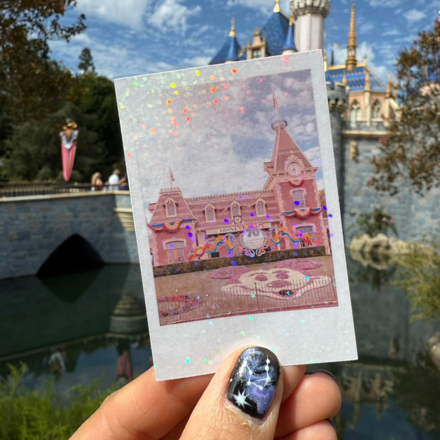 Disneyland 70th Anniversary Glittery Instant Photo Die Cut Stickers (Set of 5)
