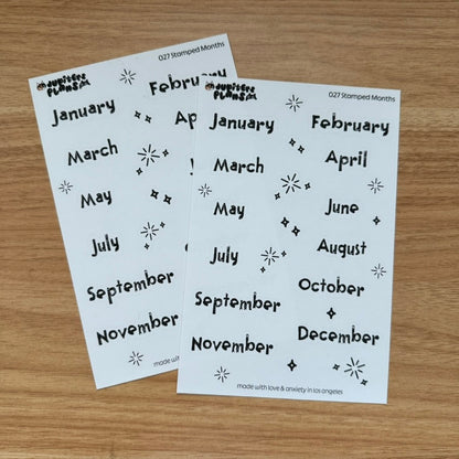 Months Date Cover Stickers | Cute Stamp Inspired Font