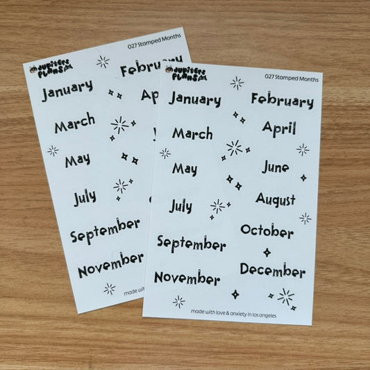Months Date Cover Stickers | Cute Stamp Inspired Font