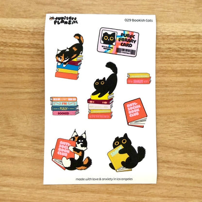 Bookish Cats | Funny Decorative Sticker Sheet