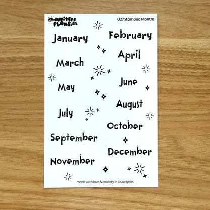 Months Date Cover Stickers | Cute Stamp Inspired Font