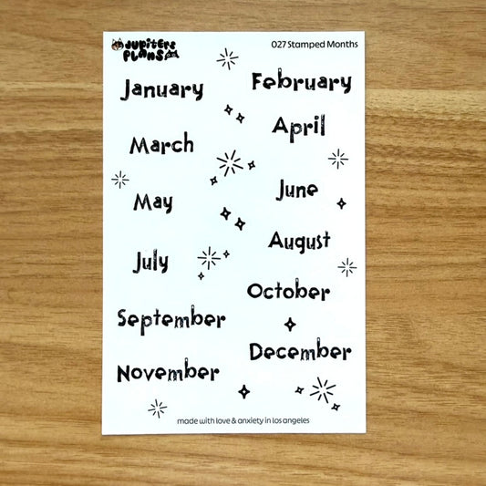 Months Date Cover Stickers | Cute Stamp Inspired Font