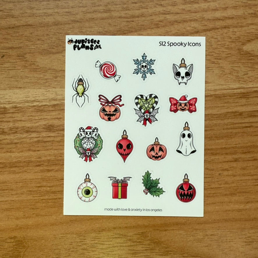 Spooky Christmas Small Icons Decorative Sticker Sheet