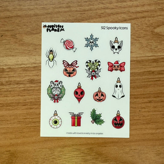 Spooky Christmas Small Icons Decorative Sticker Sheet