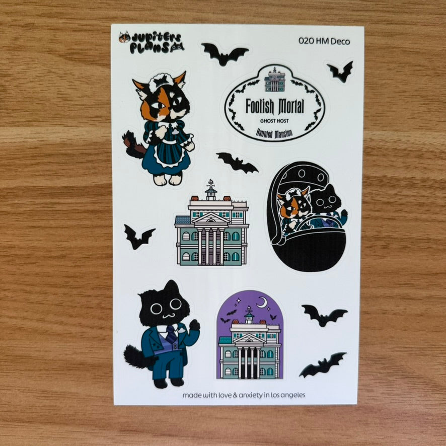 Jupiter + Midnight Ghost Host Cats Decorative Sticker Sheet