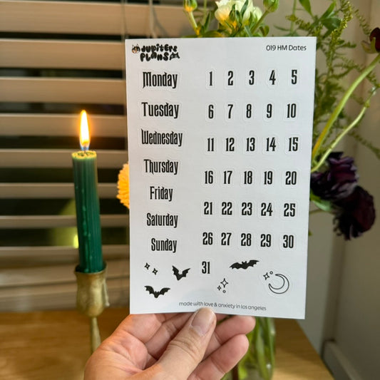 Days of the Week and Date Covers | Haunted Mansion Inspired Font | For Planners, Memory Keepers, Bullet Journals, Scrapbooks
