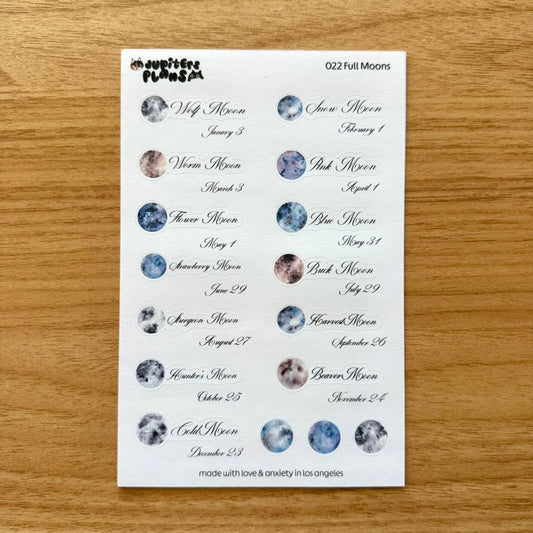 Full Moon Tracker Stickers | Functional Planner Stickers