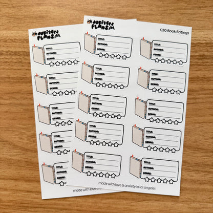 Book Ratings Tracker Sticker Sheet