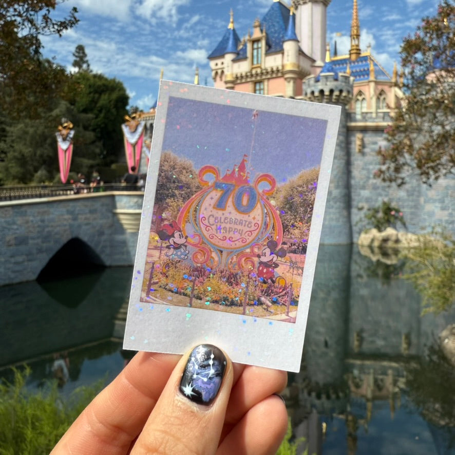 Disneyland 70th Anniversary Glittery Instant Photo Die Cut Stickers (Set of 5)