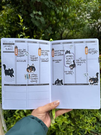 Jupiter + Midnight Cute Sassy Cats Journaling Sticker Sheet