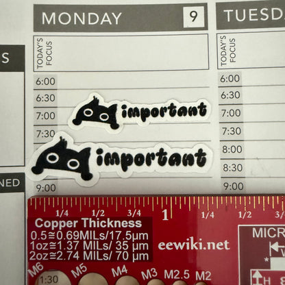 Reminder Stickers for Planners | To Do, Important, Don't Forget | Jupiter + Midnight Cute Quirky Sassy Cat Planner Stickers in 2 Sizes