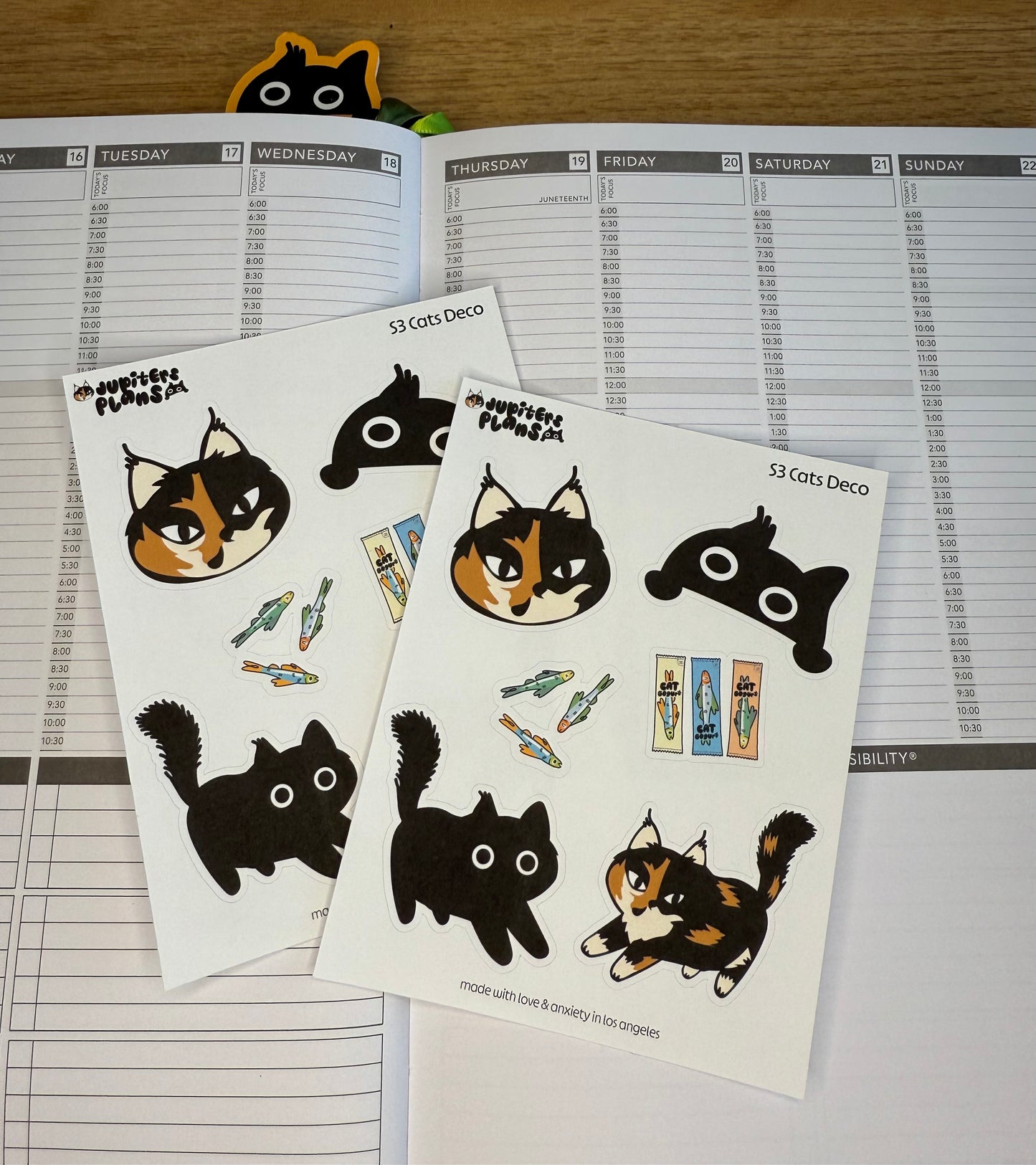 Jupiter + Midnight Cats Decorative Deco Sticker Sheet